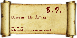 Blaser Ibrány névjegykártya